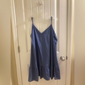 Double V-Neck Ruffle Hem Slip Dress